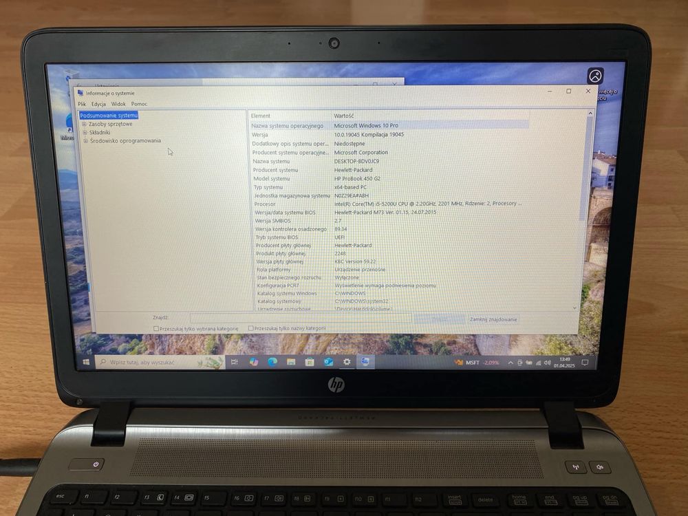 Tytul Notebook Laptop HP ProBook 450 G2 i5 8GB SSD 256GB 15,6”Win10Pro