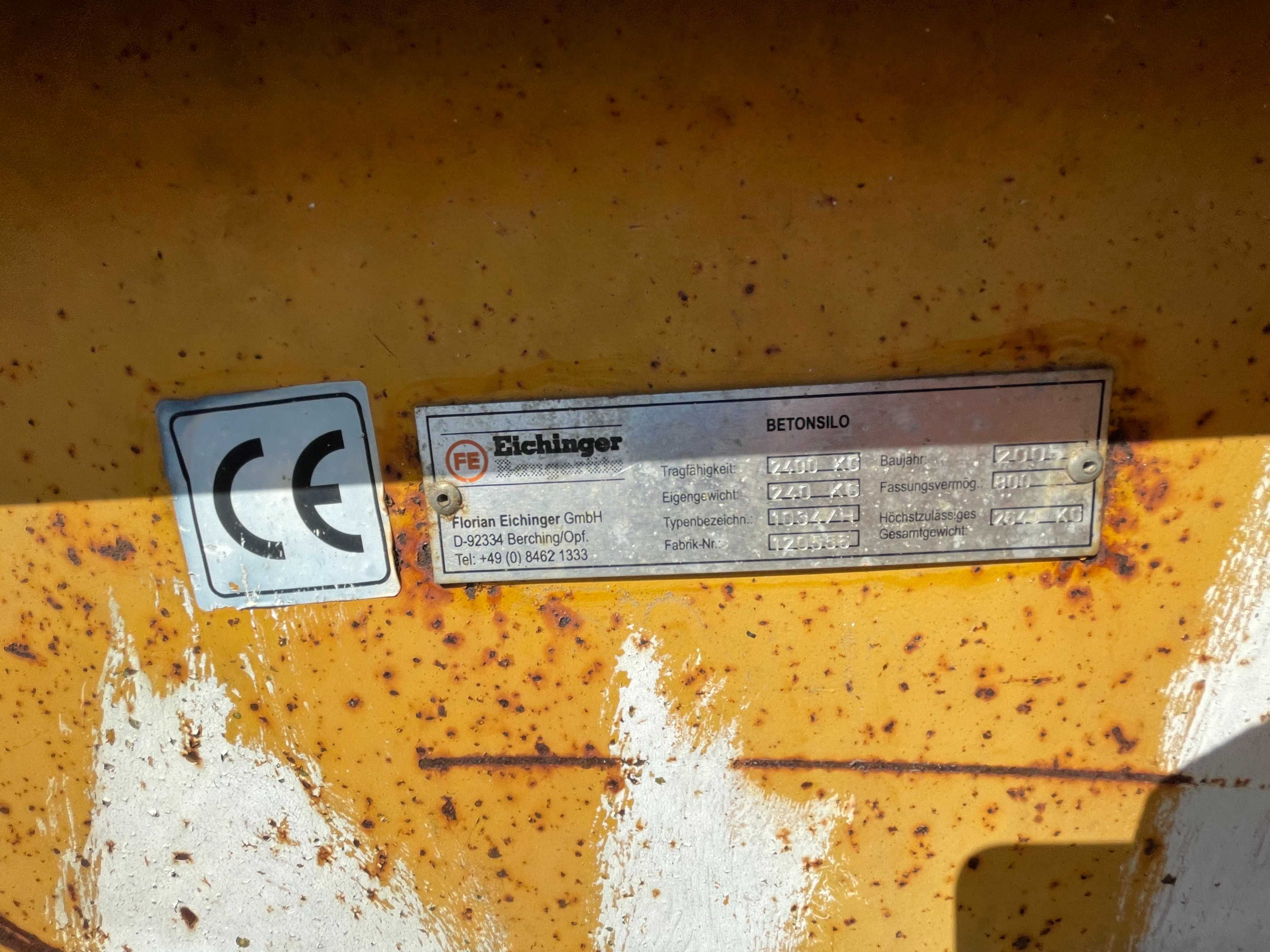 Pojemnik zbiornik dźwigowy Eichinger 1000L/2600kg betonu zaprawy Nr36
