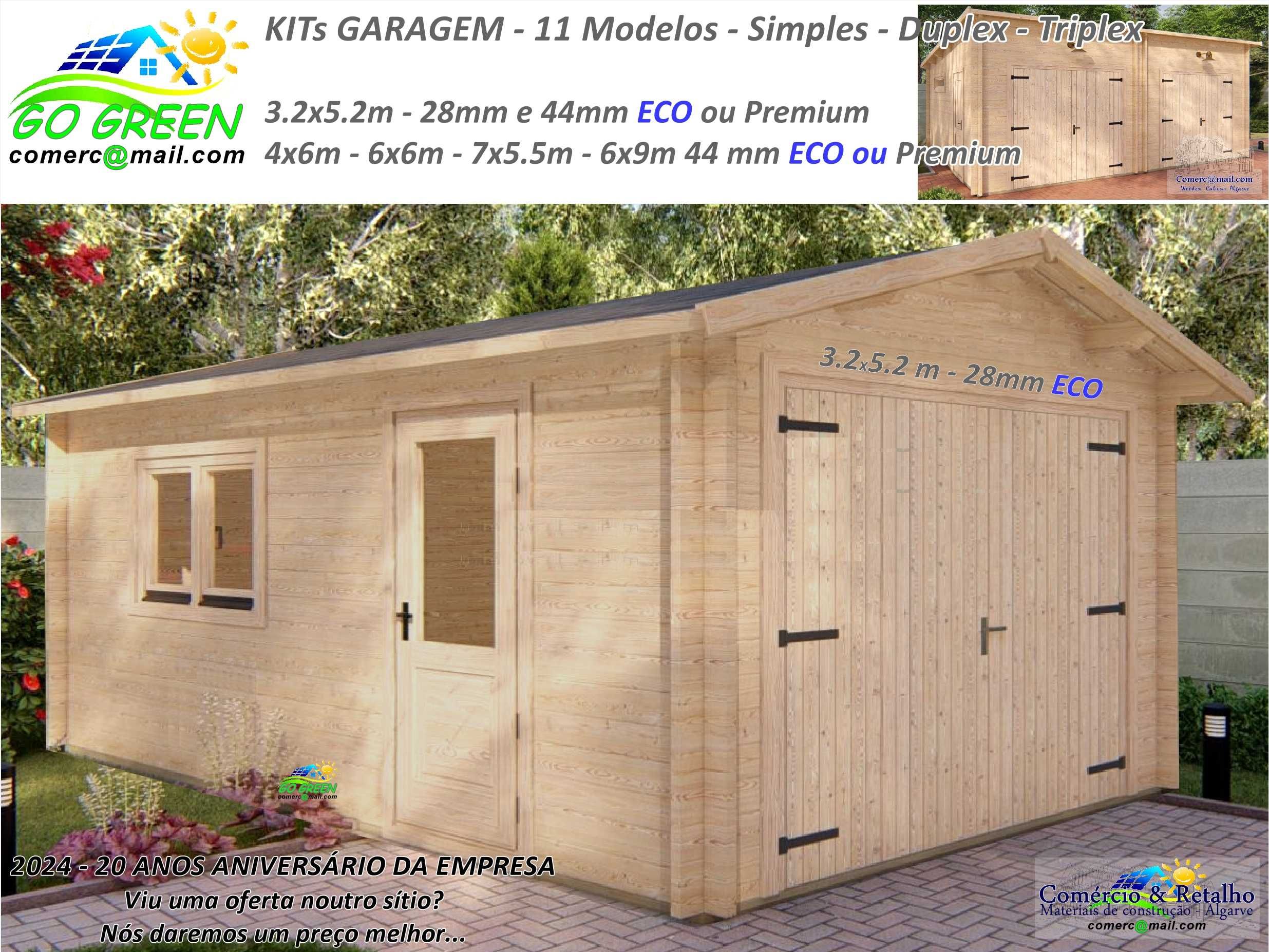 Garagem madeira Pré-fabricada 11 Modelos 28 até 44mm