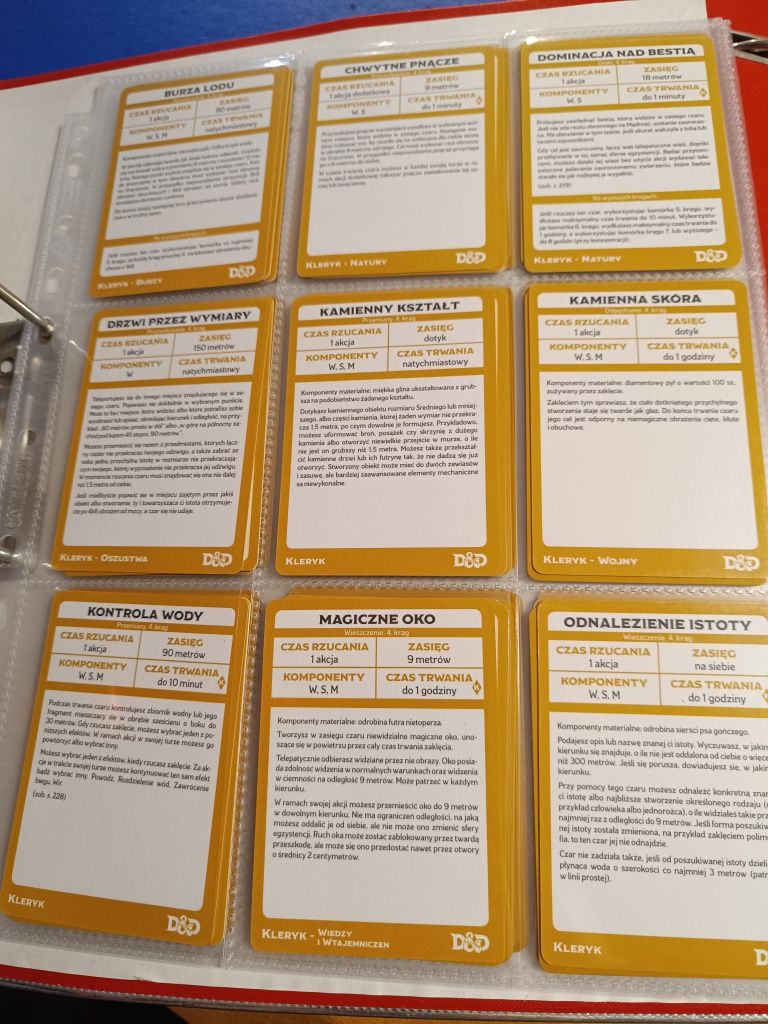 Dungeons and Dragons 5e karty czarów kleryka (cały komplet PL)