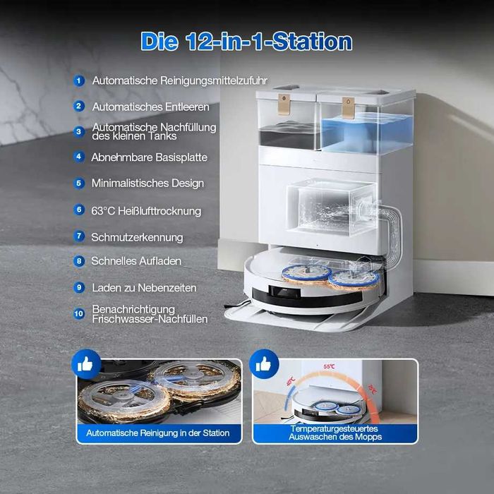 Робот-пилосос  ECOVACS Deebot T50 Max Pro Omni  кольори: Black / White