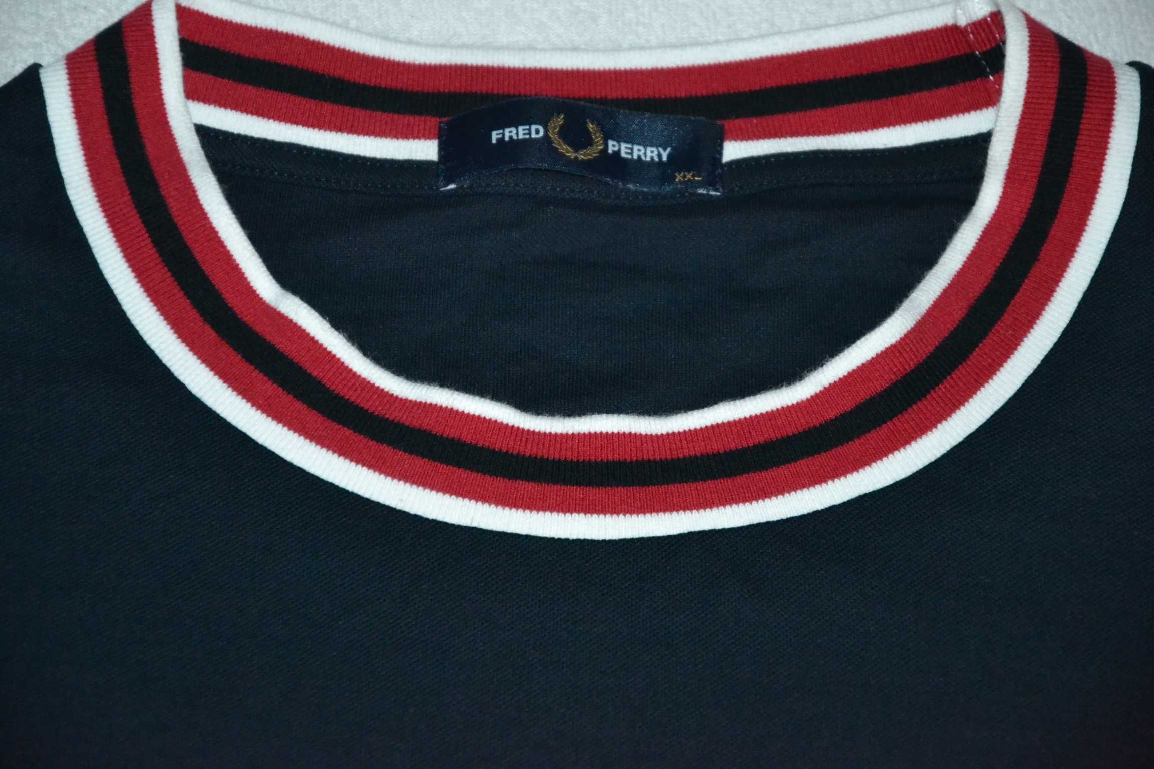 FRED PERRY Koszulka Męska długi rękaw XXL Bawełna Jak Nowa T shirt