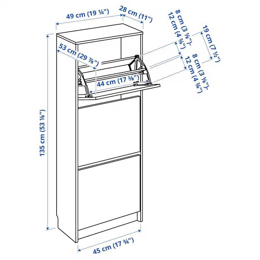 BISSA Szafka na buty, 3 przegrody, imit. dębu, 49x28x135 Ikea Nowa