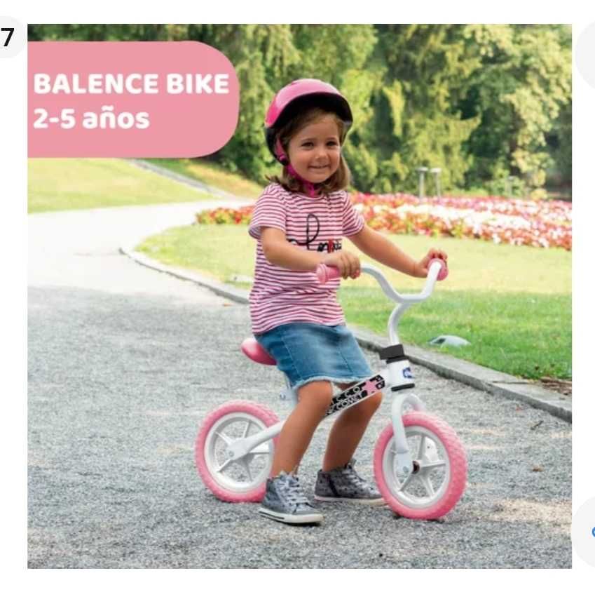 Bicicleta de equilíbrio 2/5 anos Chicco Pink Comet rodas borracha