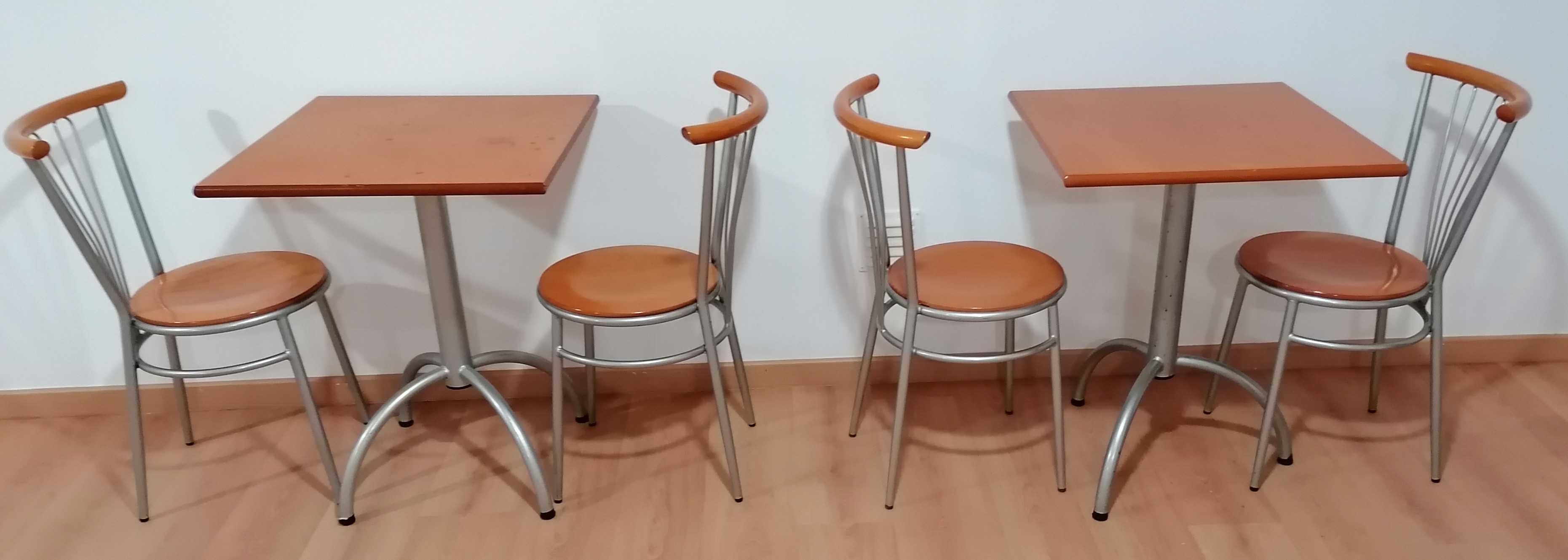 Conjunto de 2 Mesas e 4 cadeiras para café/pastelaria