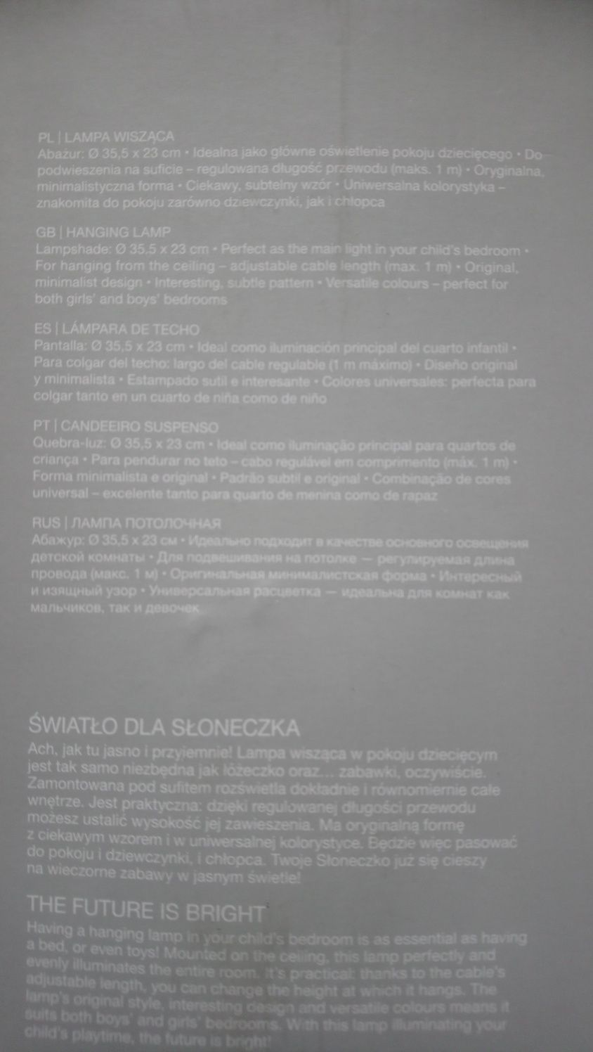 Lampa wiszaca do pokoju dziecka