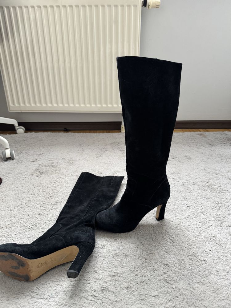 Kozaki Nine West 37 skóra zamsz