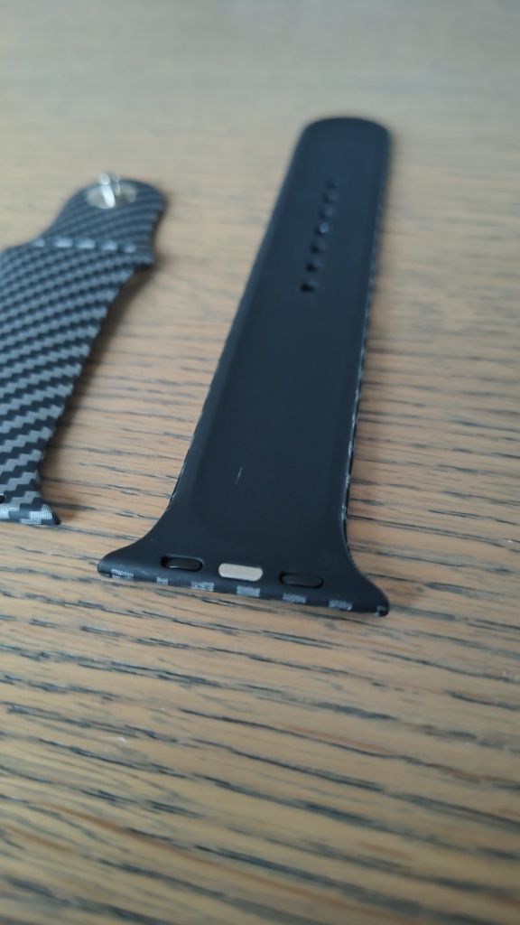 Pasek Apple Watch 42 44 45 wzór Carbon karbon silikonowy. Nowy