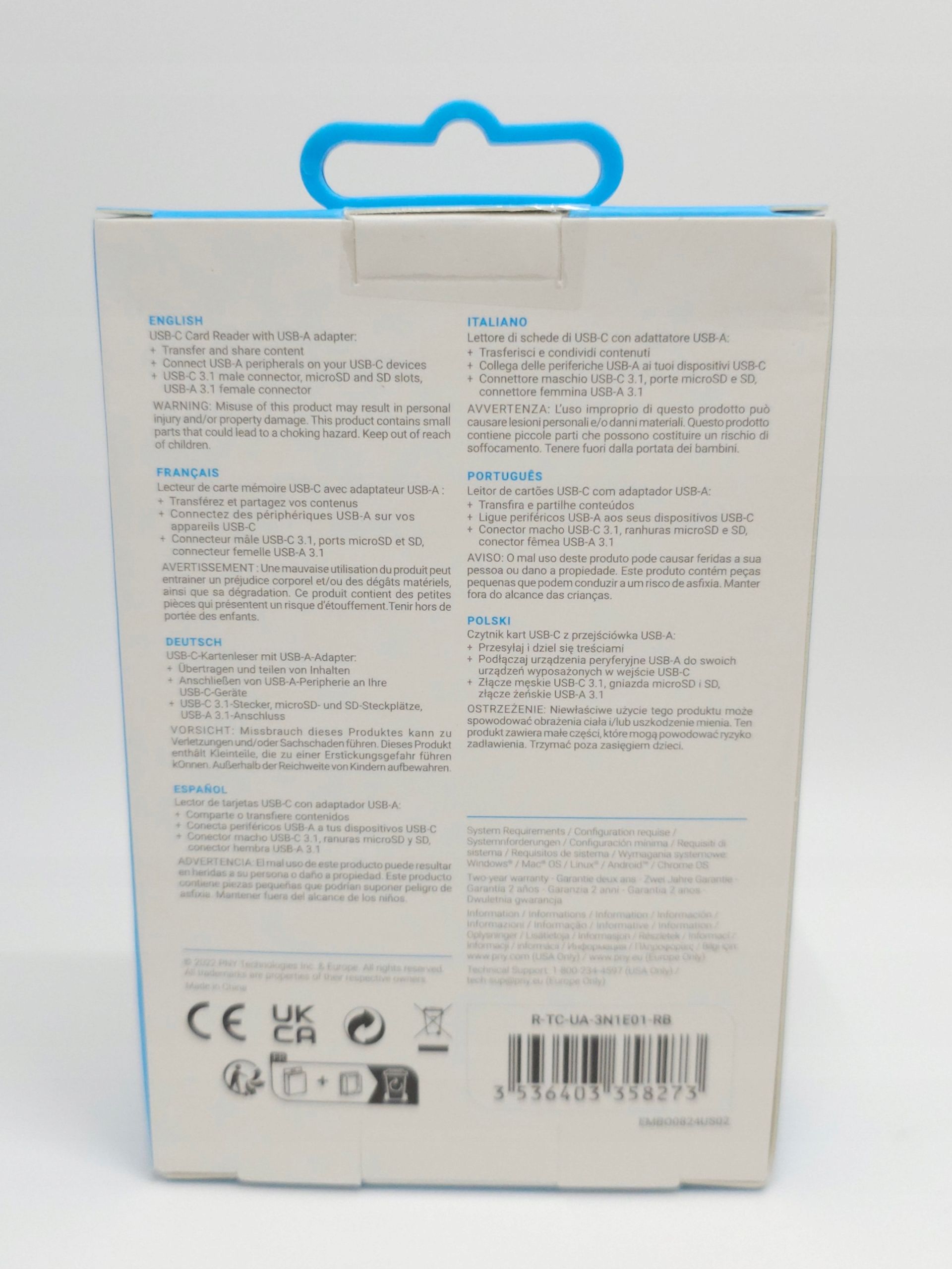 Czytnik kart USB PNY Technologies USB C SD micro SD USB 3.1 kompaktowy