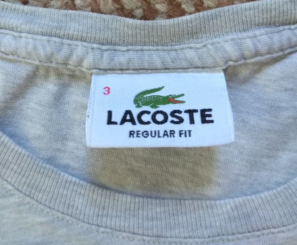 Lacoste футболка оригинал 3 - S серая с вышитым лого