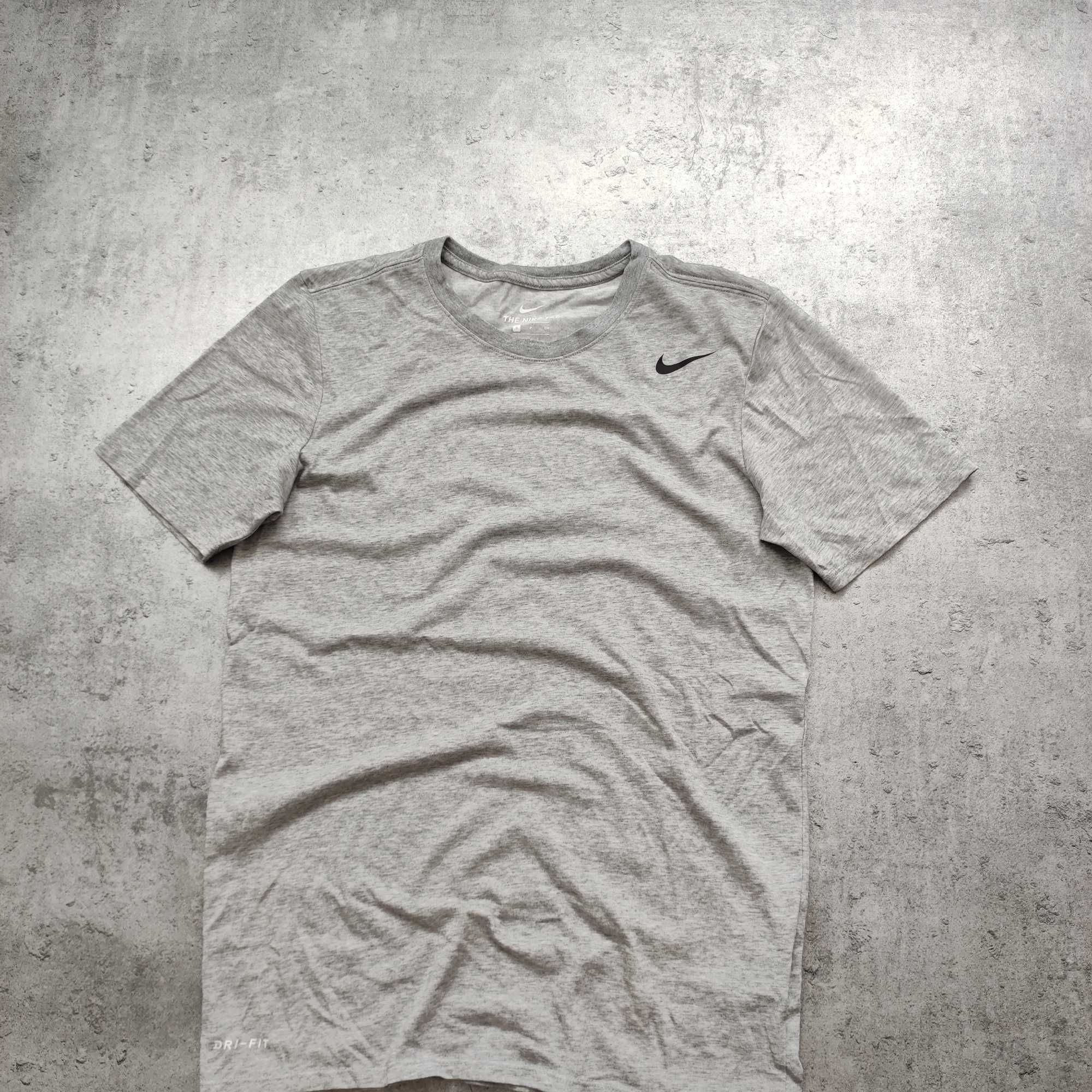 MĘSKA Koszulka PREMIUM Szara Lekka Dri-Fit Trening Nike Logo Siłownia