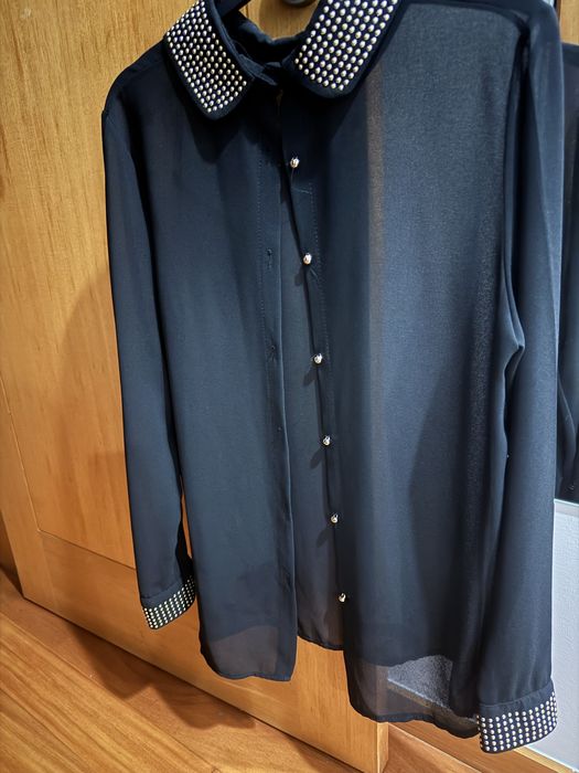 Camisa preta com transparencia