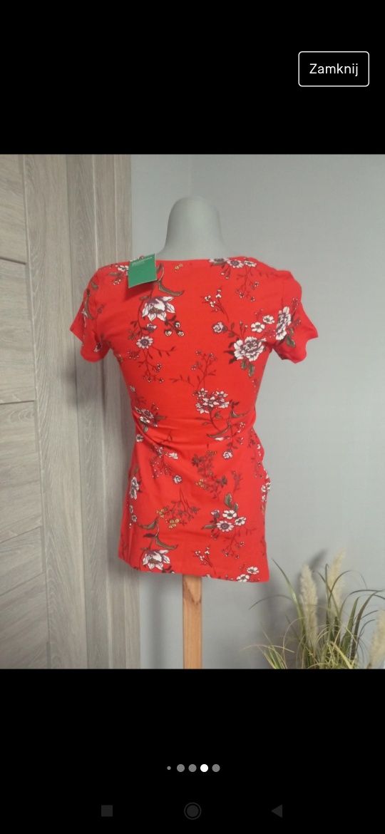 Bluzka ciążowa czerwona w kwiaty H&M