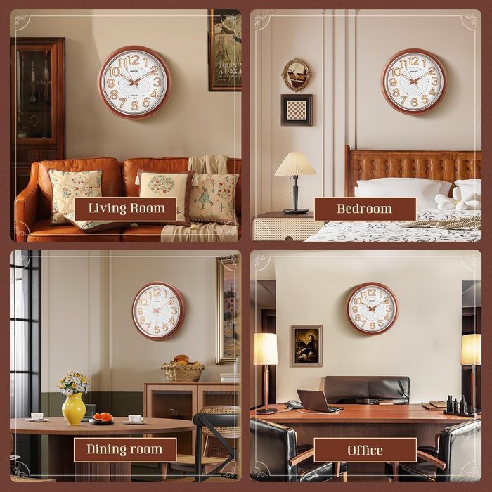 Zegar Ścienny 30 cm Cichy Podświetlany Świecący w Ciemności