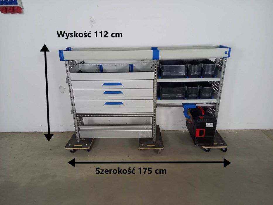 Regały do busa szafki półki zabudowa serwisowa warsztat ZESTAW SORTIMO