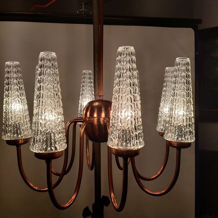 Kultowy żyrandol PRL, Elmed Zabrze,lata60, lampa wisząca