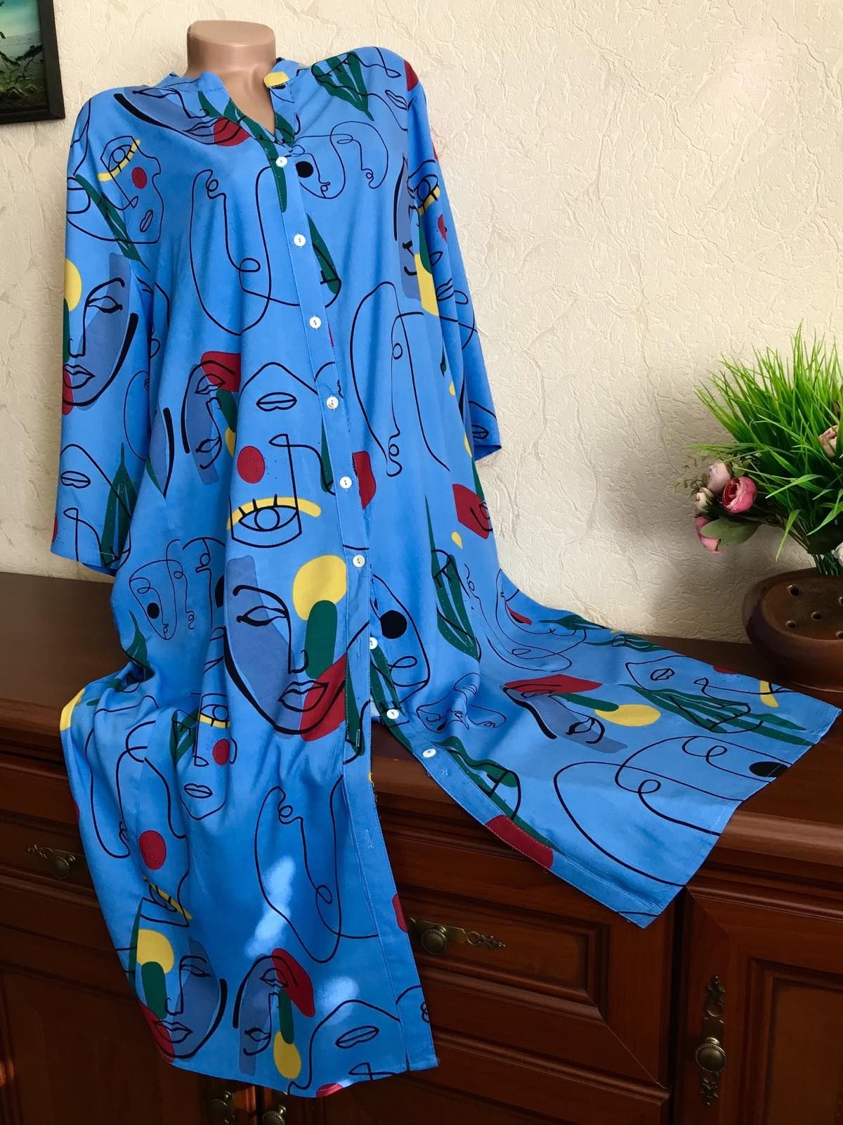 Классный летний кардиган рубашка-платье НАТУРАЛЬНЫЕ ткани 50-62р