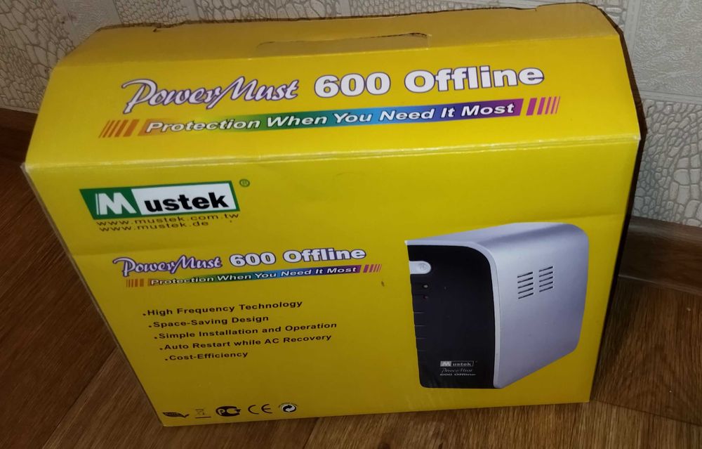 Mustek 600w offline -ББП 220в с новым АКБ iBattery 12в/7 Ам + адаптер