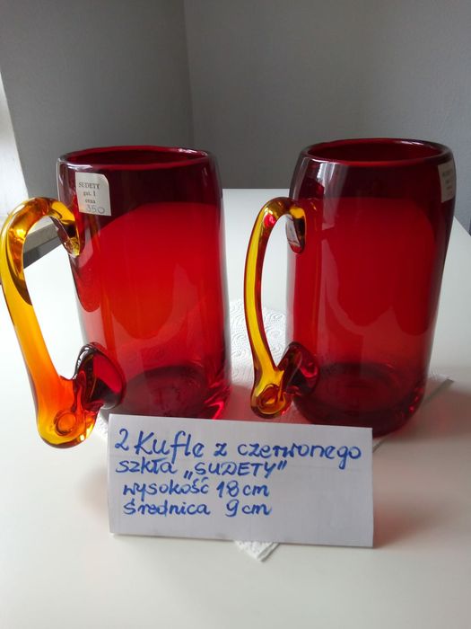 Kufle ze szkła huta sudety PRL nowe!