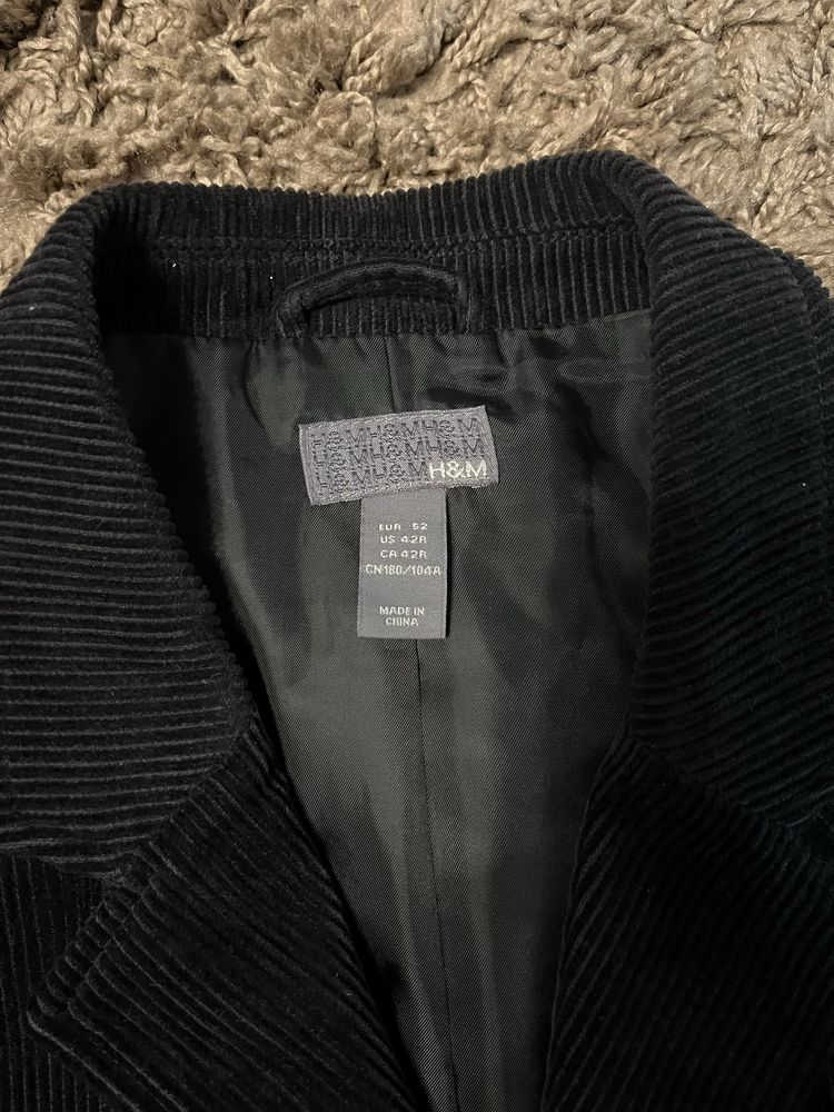 Czarna marynarka sztruksowa M/L H&M