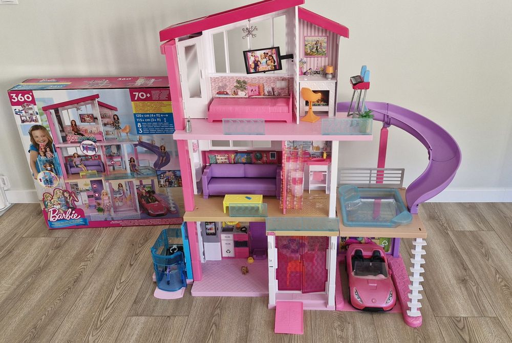 Barbie Dreamhouse + Auto + Wózek inwalidzki – stan bardzo dobry!