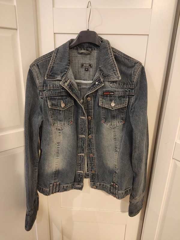 Kurtka jeansowa katana z przetarciami true vintage 90s M