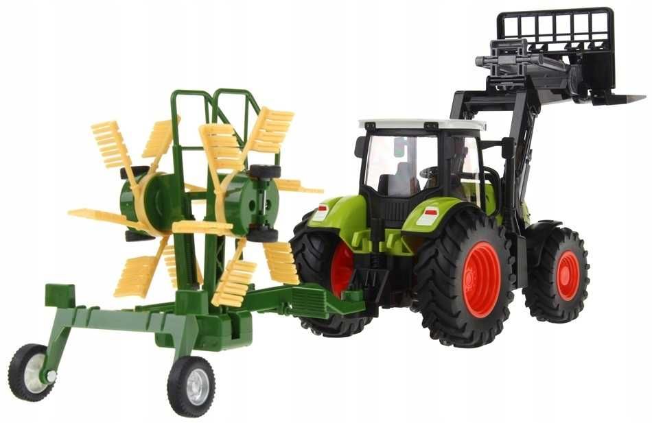 Traktor zdalnie sterowany przyczepa, zgrabiarka, krowa 4w1