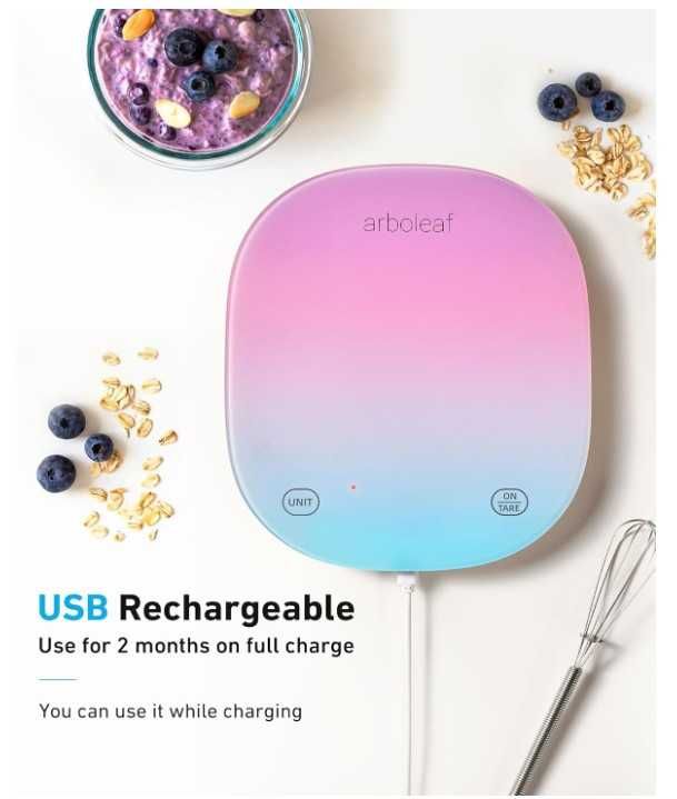 Cyfrowa waga kuchenna do 10kg, wyświetlacz LED, aplikacja Bluetooth