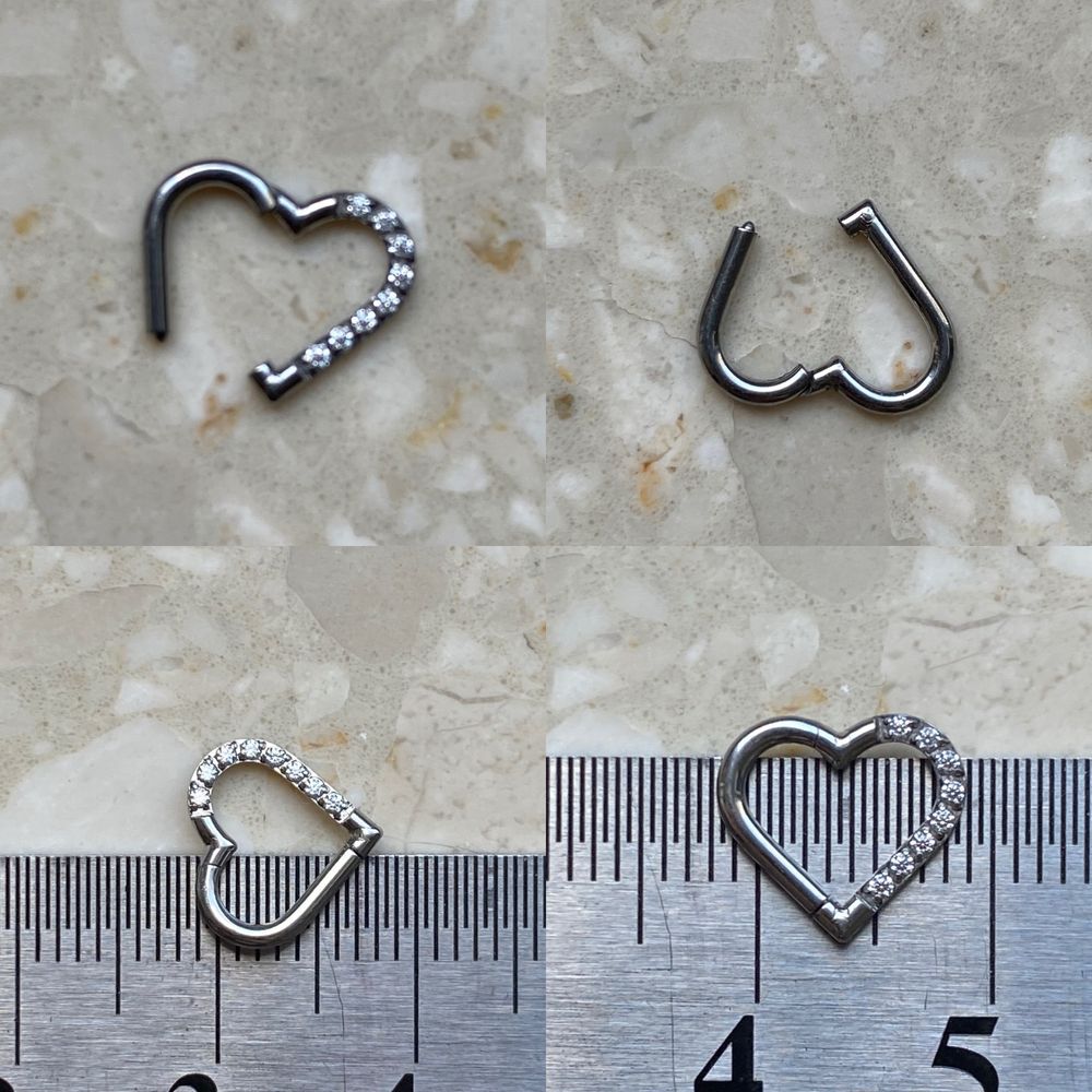 Unisex kolczyk 8 mm piercing 16G kółko lewe serce segment ring Tytan