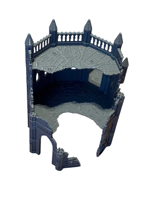 Ruiny gotyckiej wieży z balkonem, modularna, grimdark, sci-fi, druk 3D