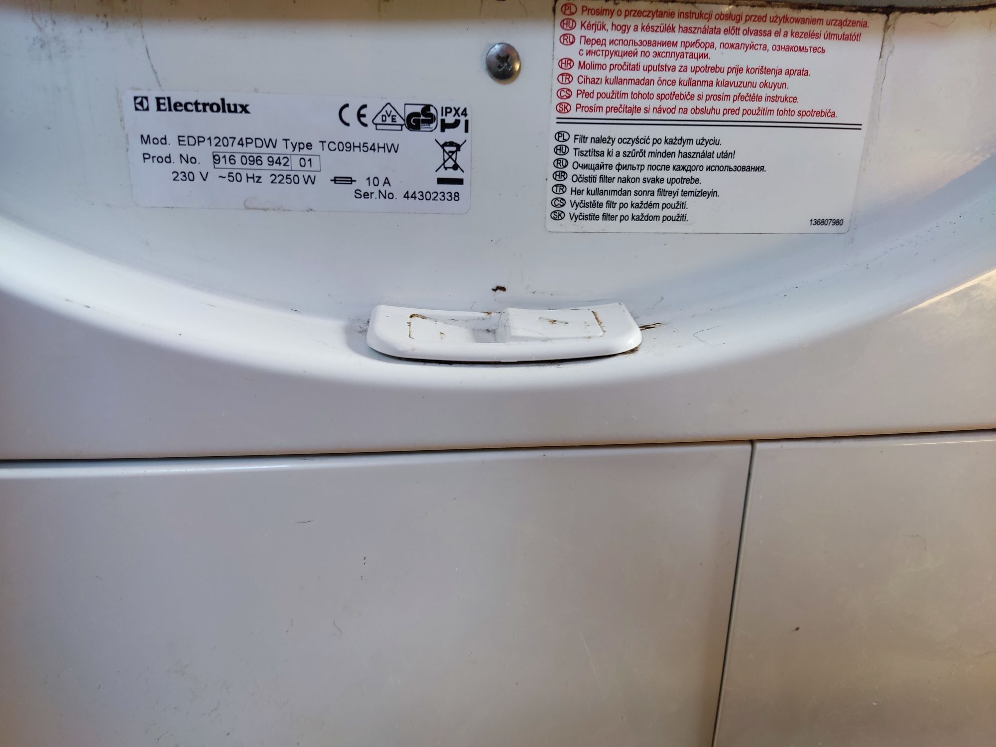 Suszarka kondensacyjna Electrolux EDP12074PDW (uszkodzenie)