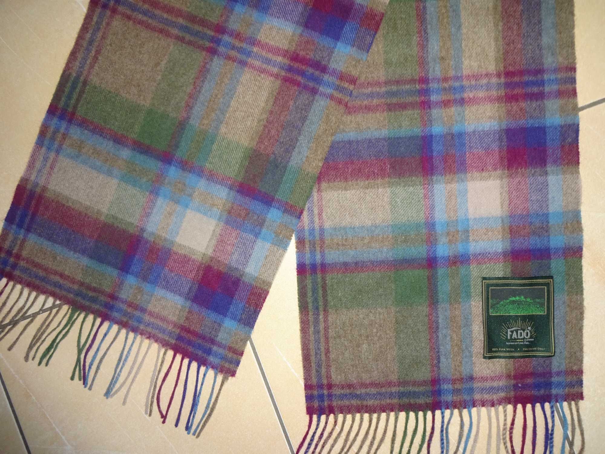 FADO Clothing 100% Pure Wool delikatny jak kaszmir szalik tartan