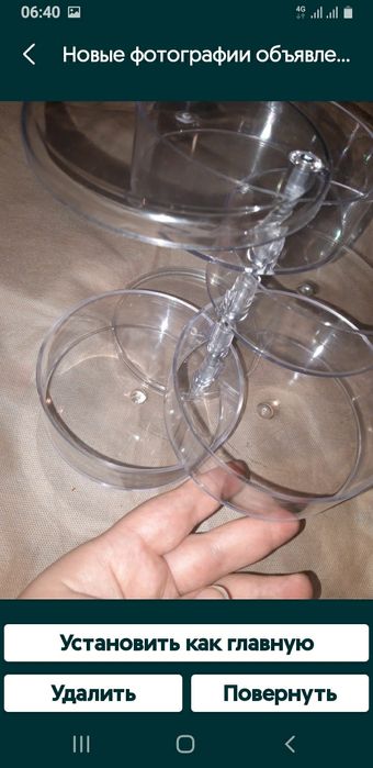 Шкатулка акриловая органайзер 4 секции прозрачная