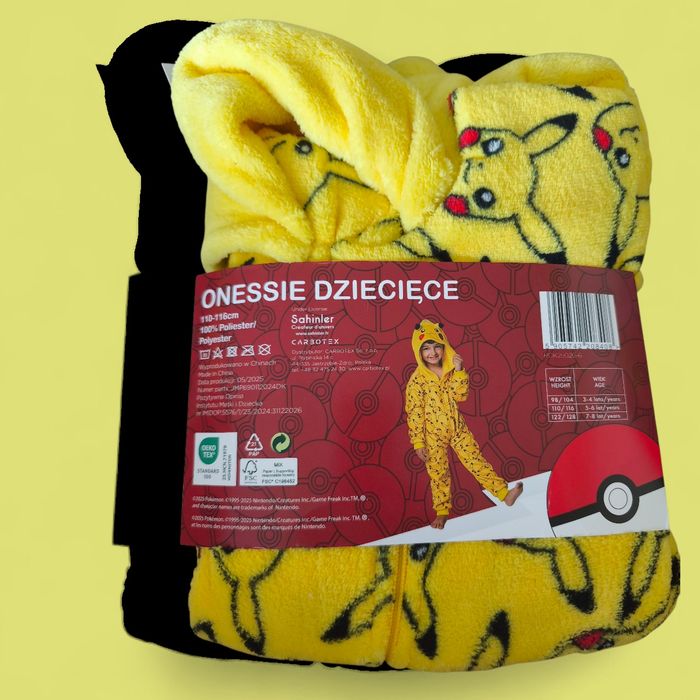 Onessie jednoczęściowe piżama kombinezon przebranie Pokemon 110-116