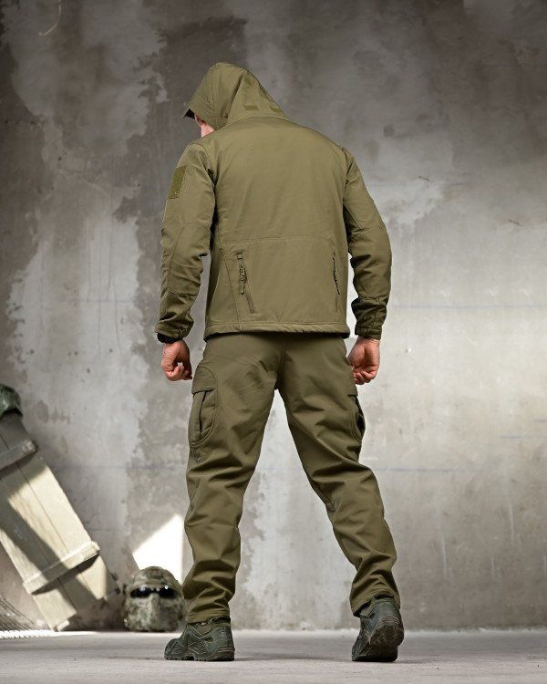 Костюм тактический СофтШелл на Флисе Хаки ОЛИВА! Костюм SoftShell ХАКИ