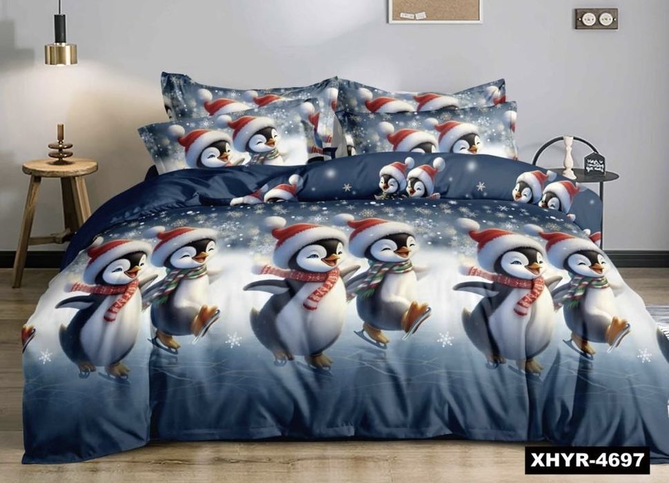 Акція! Чорна п’ятниця! Байкова постільна білизна новорічна тепла є