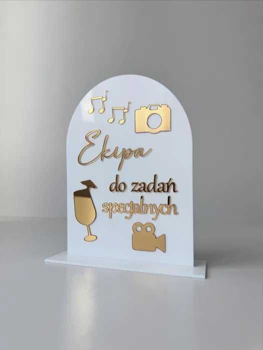 Pleksi napis Ekipa do zadań specjalnych dekoracje sali stołu wesele