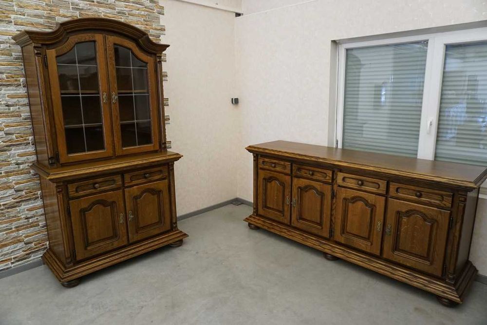 Witryna z Komodą Dębowa Ciemna 4 drzwiowa szer. 125 cm ( p-1281 )