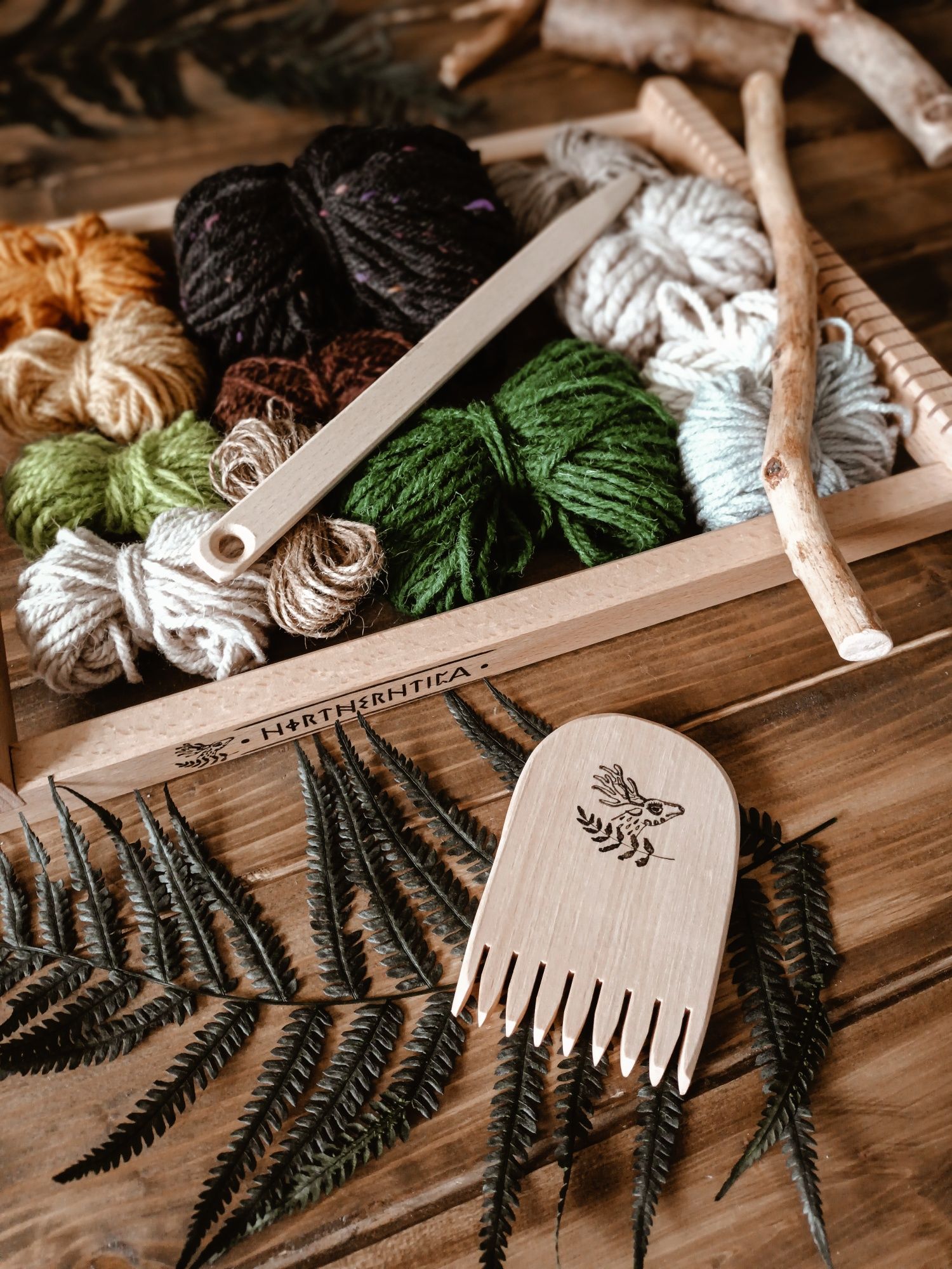 Leśny zestaw do tkania makatka ramka tkacka diy