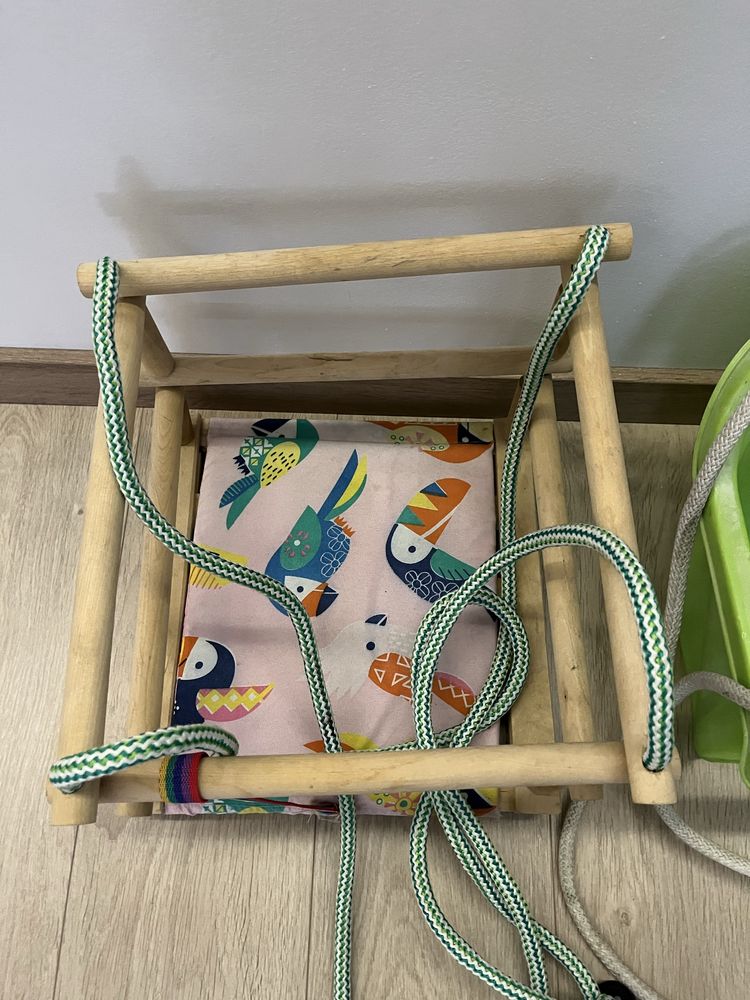 Zestaw huśtawka dla dzieci plastikowa MOCHTOYS  i drewniana