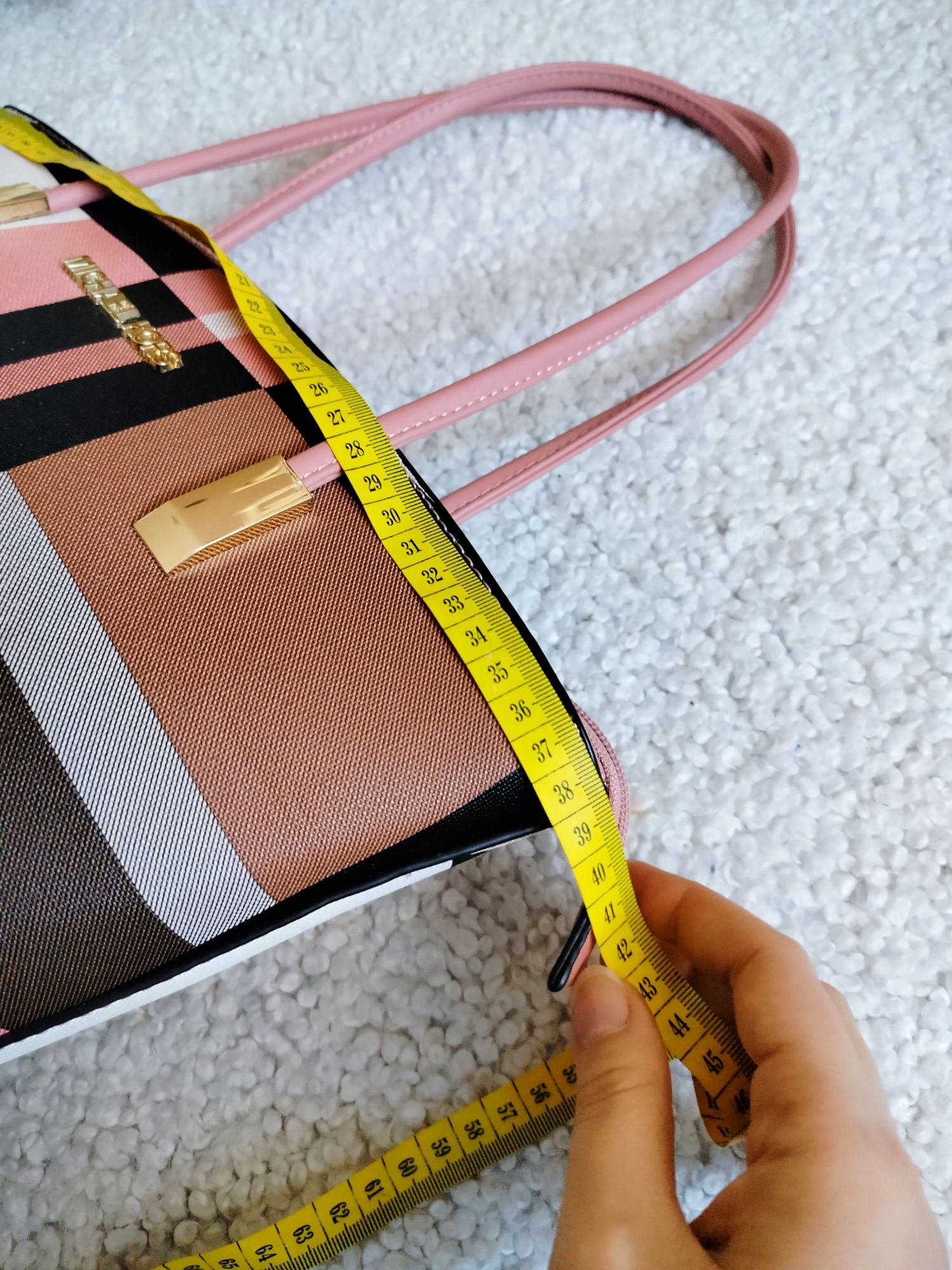 Torebka w kratę na ramię shopperka Michael Kors