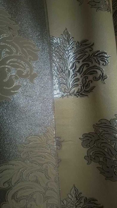 zasłony z metra ORNAMENT srebrny w BEŻU,szer 140 cm elegancki