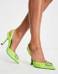 Asos Design 38 Zdobione Czółenka Lime Satin Poppy R12122