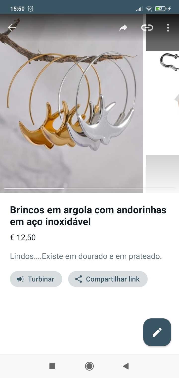 Brincos em aço inoxidável