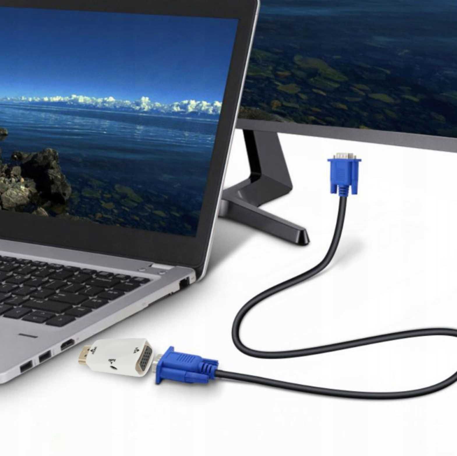 Adapter Konwerter HDMI Do VGA Monitor Kabel DSUB Konsola Laptop