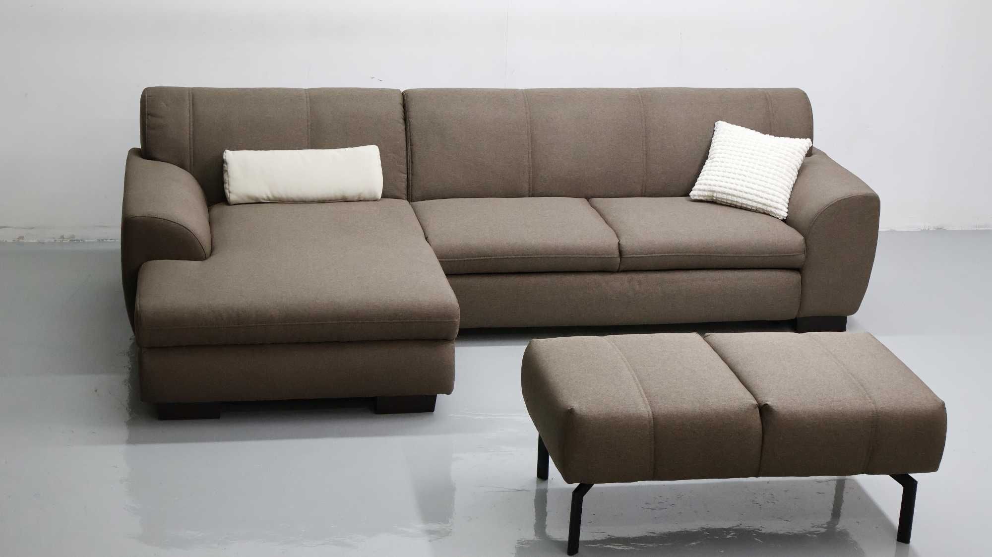 TCE DESIGN NAROŻNIK z funkcją spania PUFA rogówka sofa brązowa tkania