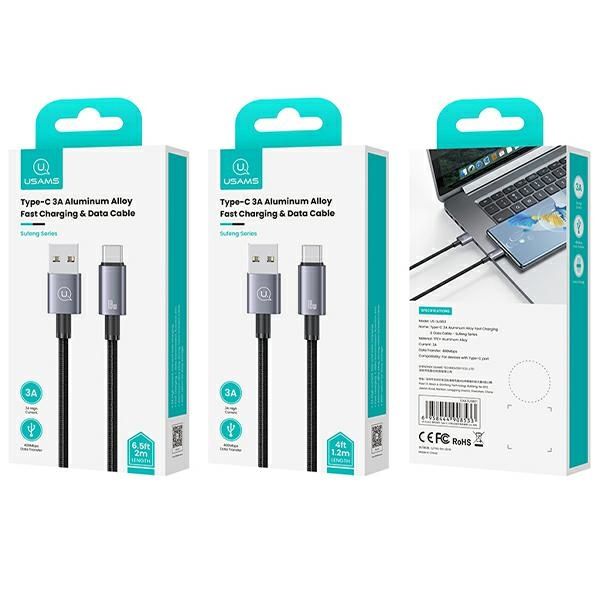 USAMS Kabel USB na USB-C 3A 1,2mFast Charging stalowy/tarnish