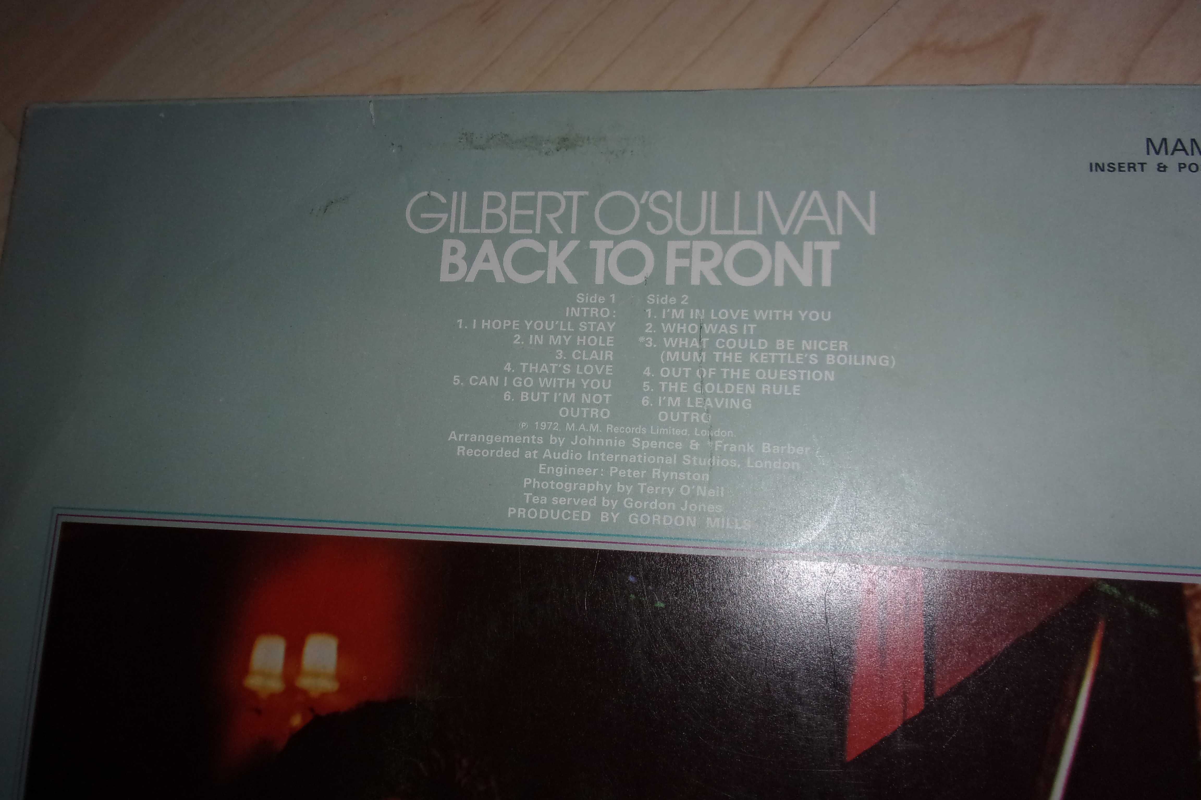 Gilbert O'Sullivan  Back To Front 1972 winyl