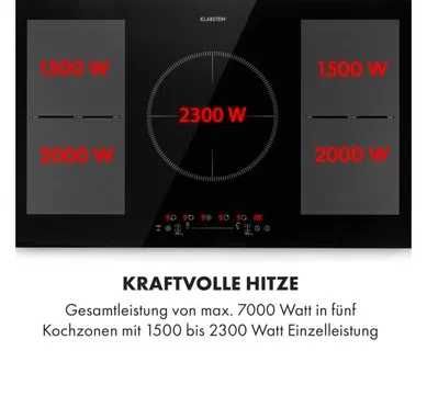 Klarstein Delicatessa 90 Flex, 5 конфорок 7400 Вт черная