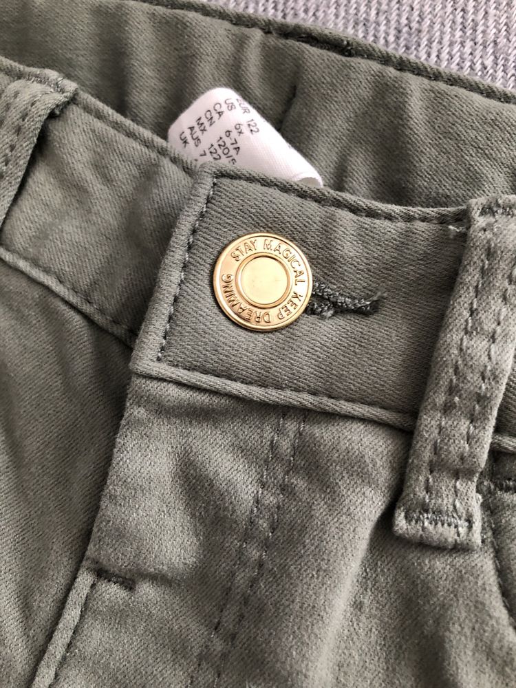 Spodnie dziewczęce khaki H&M 122